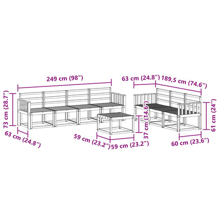 Utomhussoffset 8 pcs Vit 59 x 59 x 37 cm Massivt Akaciaträ