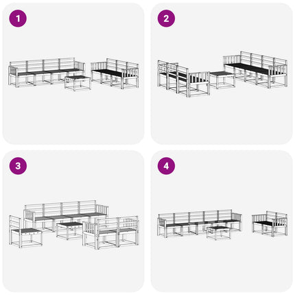 Utomhussoffset 8 pcs Vit 59 x 59 x 37 cm Massivt Akaciaträ