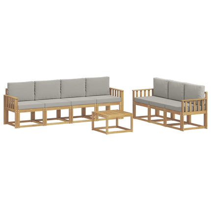 Utomhussoffset 8 pcs Vit och ljusgrå 59 x 59 x 37 cm Polyester