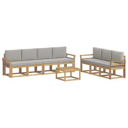 Utomhussoffset 8 pcs Vit och ljusgrå 59 x 59 x 37 cm Polyester
