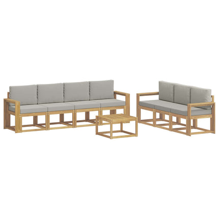 Utomhussoffset 8 pcs Vit och ljusgrå 59 x 59 x 37 cm Polyester