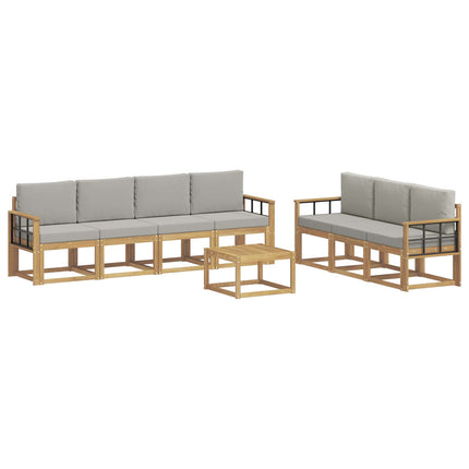 Utomhussoffset 8 pcs Vit och ljusgrå 59 x 59 x 37 cm Polyester