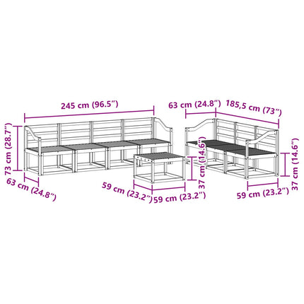Utomhussoffset 8 pcs Vit 59 x 59 x 37 cm Massivt Akaciaträ