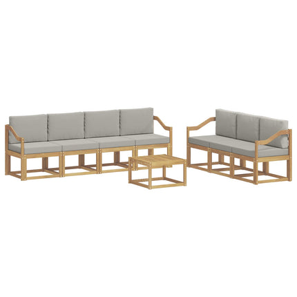 Utomhussoffset 8 pcs Vit och ljusgrå 59 x 59 x 37 cm Polyester