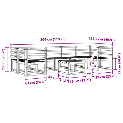 Utomhussoffset 8 pcs Vit 59 x 59 x 37 cm Massivt Akaciaträ
