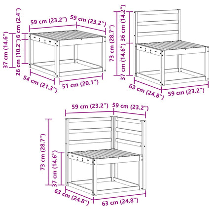 Utomhussoffset 8 pcs Vit 59 x 59 x 37 cm Massivt Akaciaträ
