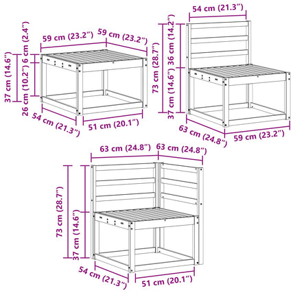 Utomhussoffset 8 pcs Vit 59 x 59 x 37 cm Massivt Akaciaträ