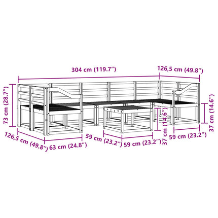 Utomhussoffset 8 pcs Vit 59 x 59 x 37 cm Massivt Akaciaträ