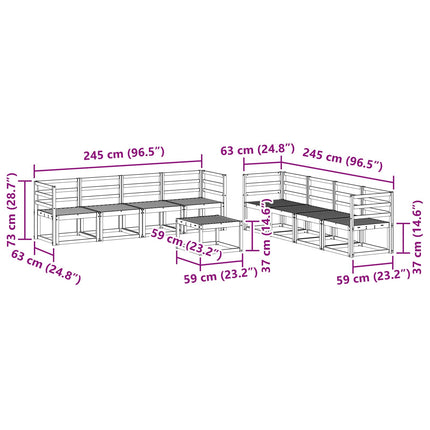 Utomhussoffset 9 pcs Vit 59 x 59 x 37 cm Massivt Akaciaträ
