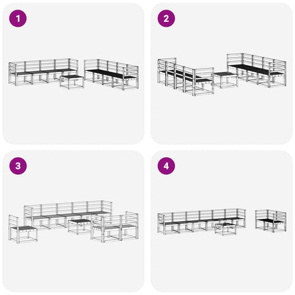 Utomhussoffset 9 pcs Vit 59 x 59 x 37 cm Massivt Akaciaträ