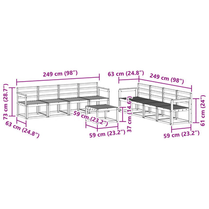 Utomhussoffset 9 pcs Vit 59 x 59 x 37 cm Massivt Akaciaträ