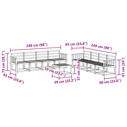 Utomhussoffset 9 pcs Vit 59 x 59 x 37 cm Massivt Akaciaträ