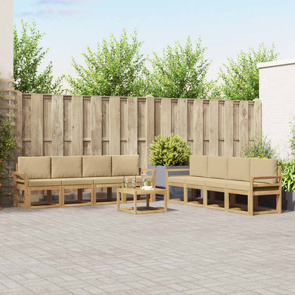 Utomhussoffset med kudde 9 pcs Vit och Beige