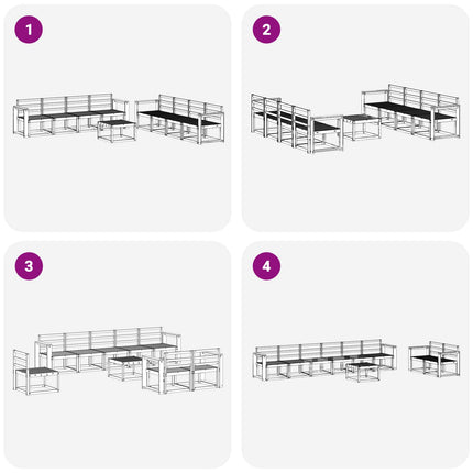 Utomhussoffset 9 pcs Vit 59 x 59 x 37 cm Massivt Akaciaträ