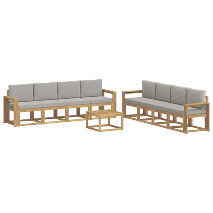 Utomhussoffset 9 pcs Vit och ljusgrå 59 x 59 x 37 cm Polyester