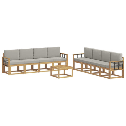 Utomhussoffset 9 pcs Vit och ljusgrå 59 x 59 x 37 cm Polyester