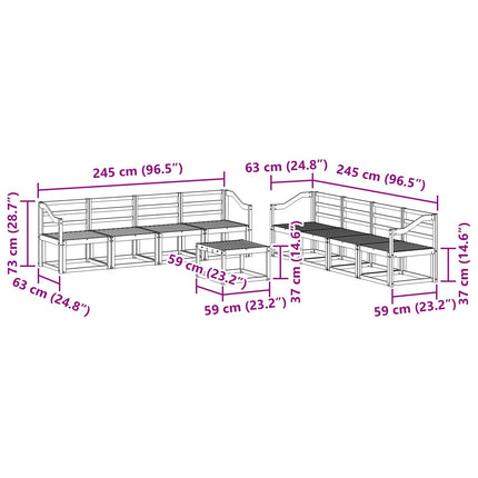Utomhussoffset 9 pcs Vit 59 x 59 x 37 cm Massivt Akaciaträ