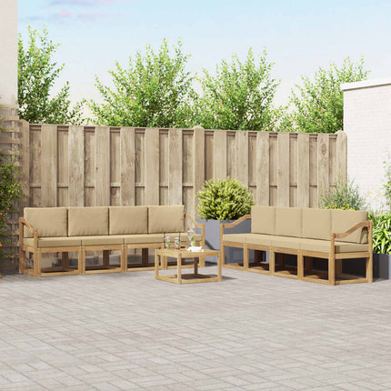 Utomhussoffset med kudde 9 pcs Vit och Beige