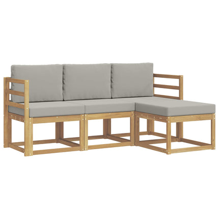 Utomhussoffset 4 pcs Vit och ljusgrå 185,5 x 122,5 x 73 cm