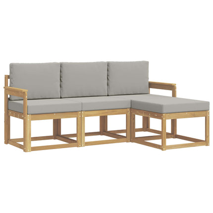 Utomhussoffset 4 pcs Vit och ljusgrå 189,5 x 122,5 x 73 cm