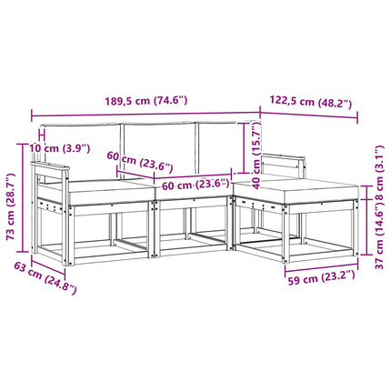 Utomhussoffset 4 pcs