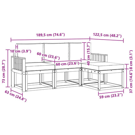 Utomhussoffset 4 pcs