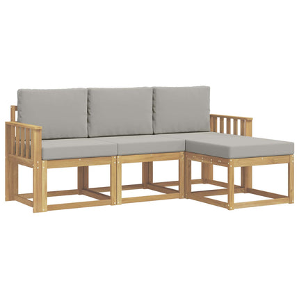 Utomhussoffset 4 pcs Vit och ljusgrå 189,5 x 122,5 x 73 cm