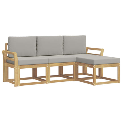 Utomhussoffset 4 pcs Vit och ljusgrå 194 x 122,5 x 73 cm