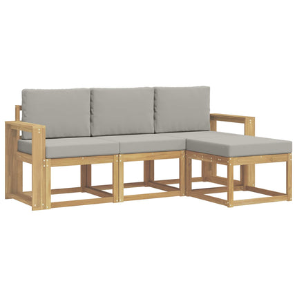 Utomhussoffset 4 pcs Vit och ljusgrå 197,5 x 122,5 x 73 cm