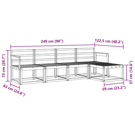 Utomhussoffset 5 pcs Vit 249 x 122,5 x 73 cm Massivt Akaciaträ