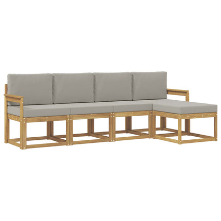 Utomhussoffset 5 pcs Vit och ljusgrå 249 x 122,5 x 73 cm