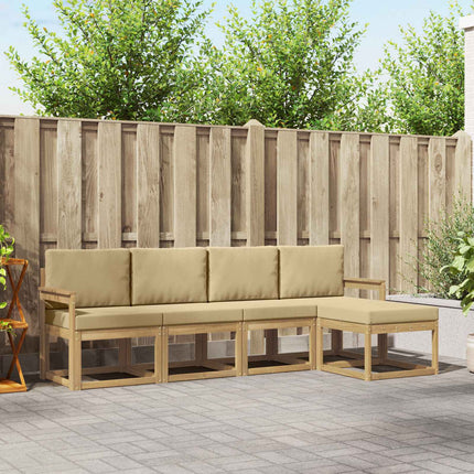 Utomhussoffset med kudde 5 pcs Vit och Beige