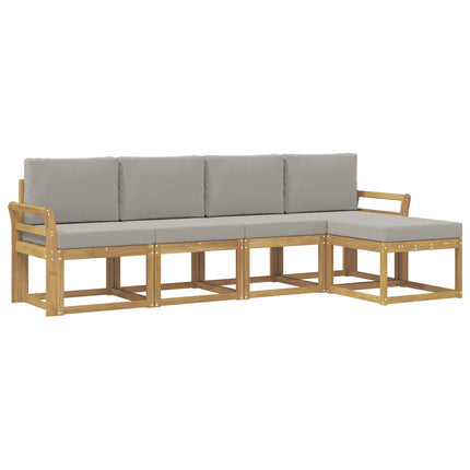 Utomhussoffset 5 pcs Vit och ljusgrå 253 x 122,5 x 73 cm