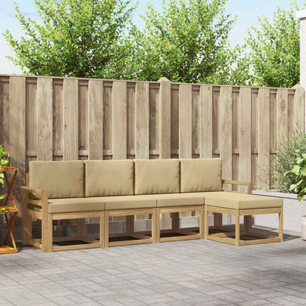 Utomhussoffset med kudde 5 pcs Vit och Beige