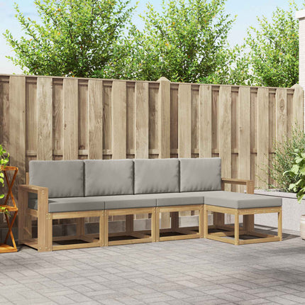 Utomhussoffset 5 pcs Vit och ljusgrå 257 x 122,5 x 73 cm