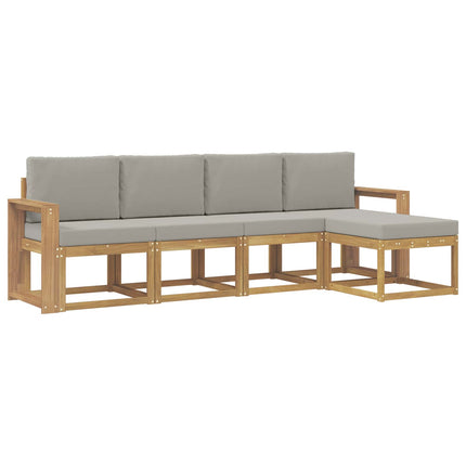 Utomhussoffset 5 pcs Vit och ljusgrå 257 x 122,5 x 73 cm
