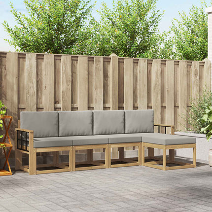 Utomhussoffset 5 pcs Vit och ljusgrå 249 x 122,5 x 73 cm