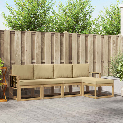 Utomhussoffset med kudde 5 pcs Vit och Beige
