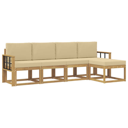 Utomhussoffset med kudde 5 pcs Vit och Beige