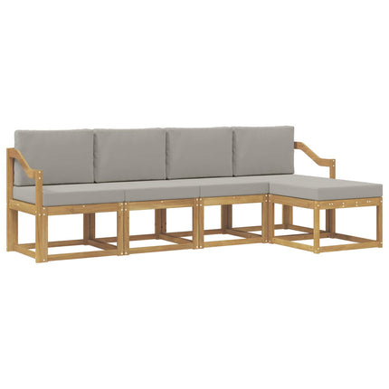 Utomhussoffset 5 pcs Vit och ljusgrå 245 x 122,5 x 73 cm