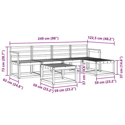Utomhussoffset 6 pcs Vit 59 x 59 x 37 cm Massivt Akaciaträ