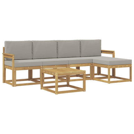 Utomhussoffset 6 pcs Vit och ljusgrå 59 x 59 x 37 cm Polyester