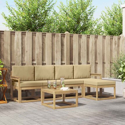 Utomhussoffset med kudde 6 pcs Vit och Beige