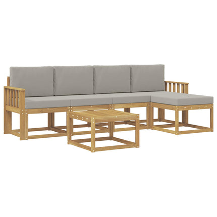 Utomhussoffset 6 pcs Vit och ljusgrå 59 x 59 x 37 cm Polyester