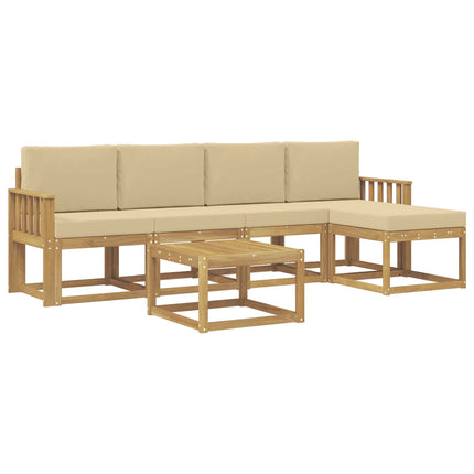 Utomhussoffset med kudde 6 pcs Vit och Beige
