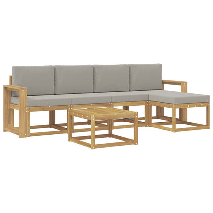 Utomhussoffset 6 pcs Vit och ljusgrå 59 x 59 x 37 cm Polyester