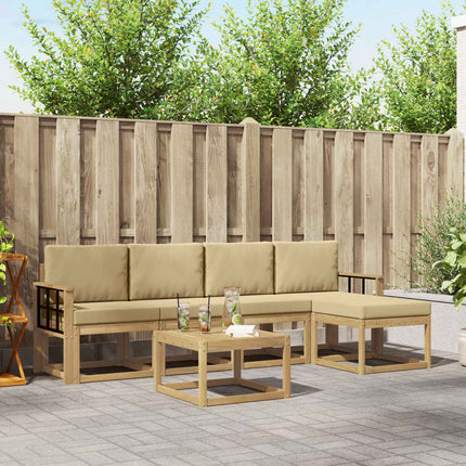 Utomhussoffset med kudde 6 pcs Vit och Beige