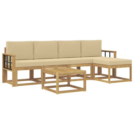 Utomhussoffset med kudde 6 pcs Vit och Beige