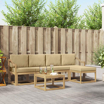 Utomhussoffset med kudde 6 pcs Vit och Beige