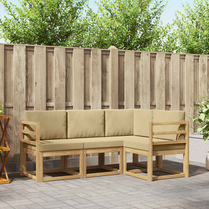 Utomhussoffset med kudde 4 pcs Vit och Beige